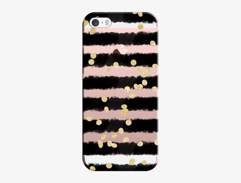 Casetify Iphone Se Classic Snap Case - Modern Black Watercolor Stripes Chic Gold Confetti, transparent png #113097