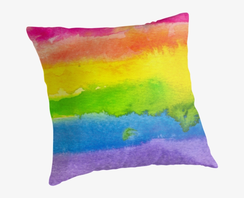 Watercolor Gay Pride Flag By Sadiesavesit - Cushion, transparent png #115001