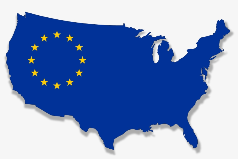 Us-europe Flag Map Clip Art Download - Map Of Gdp By State, transparent png #115185