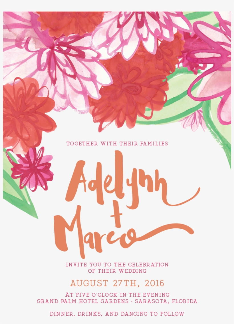 Pink Wedding Invitations, Floral Wedding Invitations, - Barberton Daisy, transparent png #115277