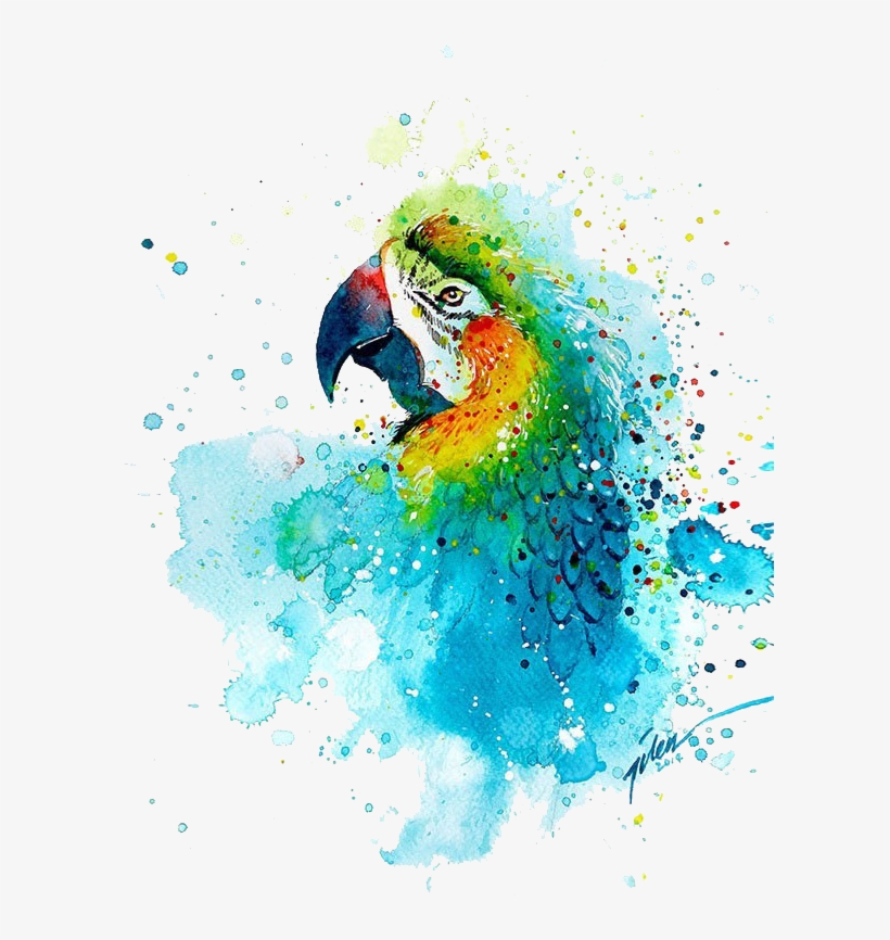 Watercolor Painting Printmaking Parrot - Parrot Watercolor Painting, transparent png #115386