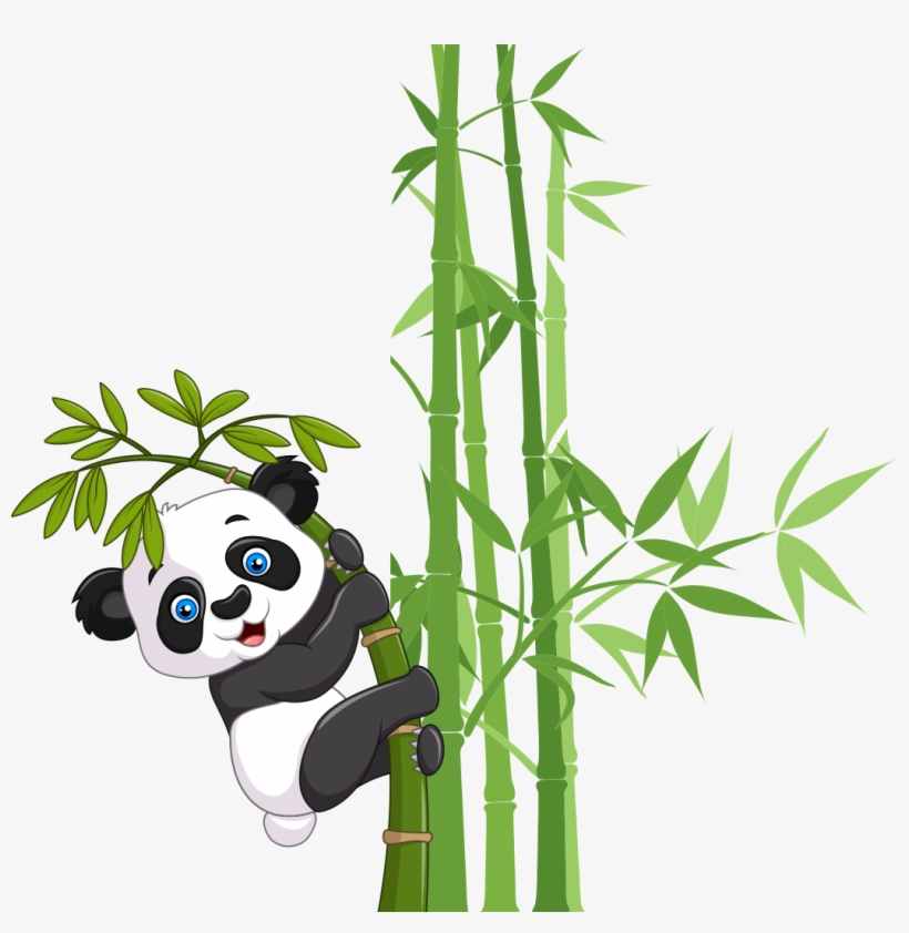 Giant Panda Bear Cuteness - Panda With Bamboo Cartoon@pngkey.com