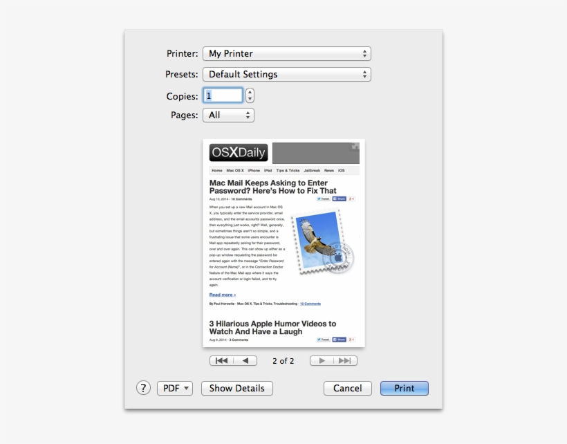 Printing A File From The Desktop On A Mac - Macos, transparent png #115916