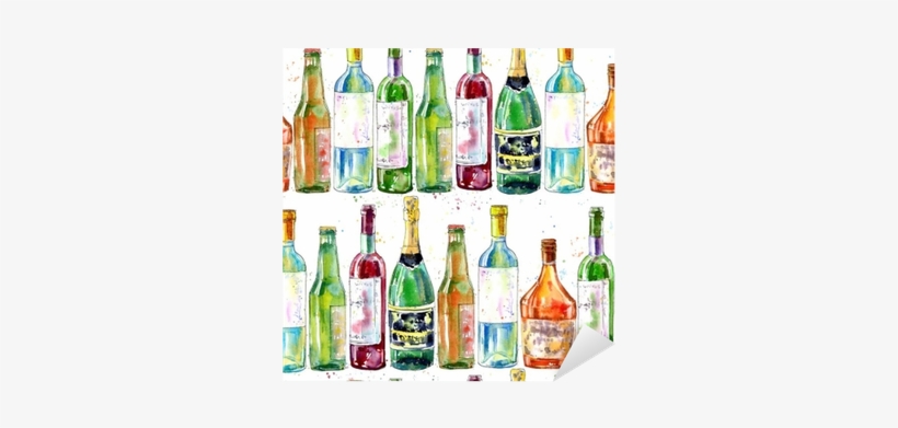 Seamless Pattern Of A Champagne,cognac, Wine, Beer - Wine, transparent png #115940