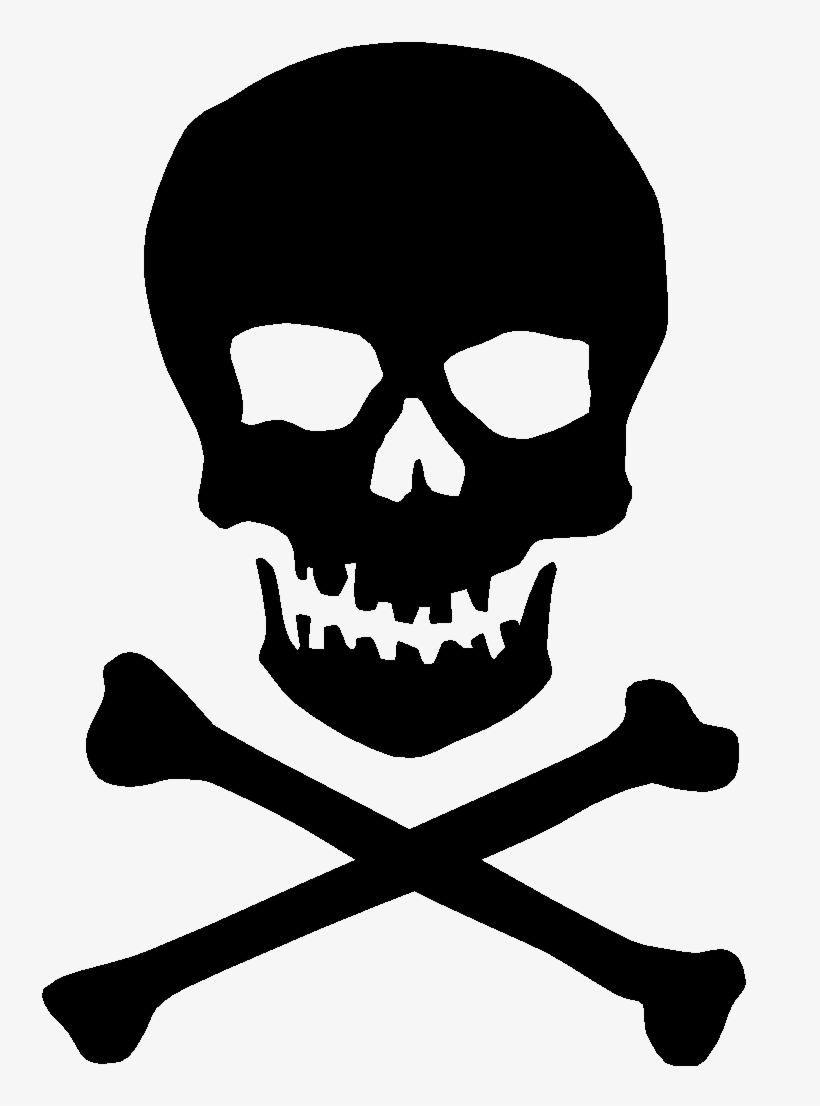 Skull & Crossbones Bw Skull With 2 Bones Free Transparent PNG