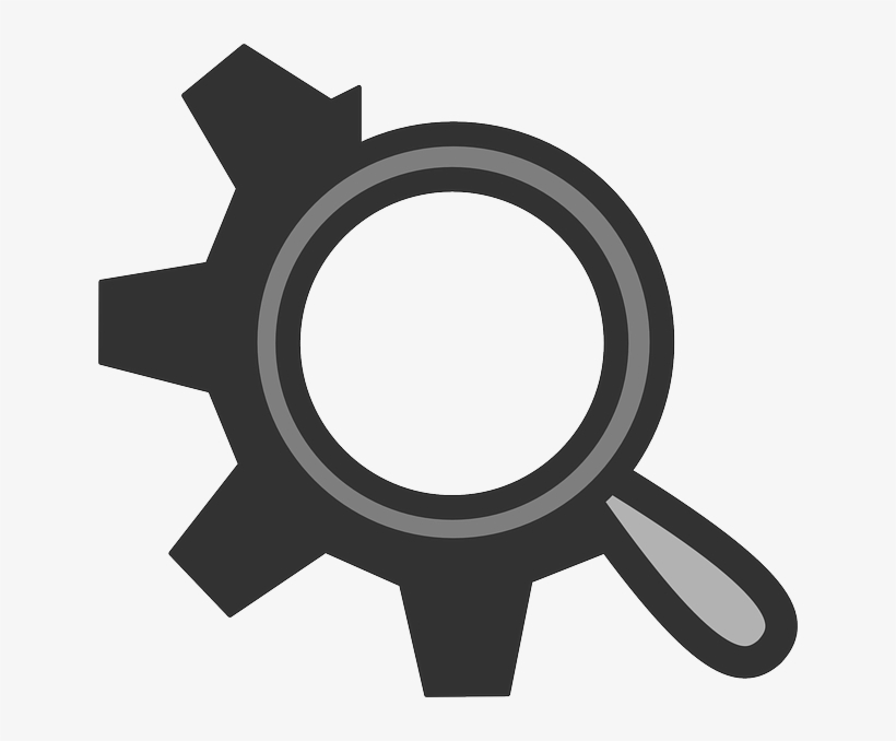 Flat, Theme, Gear, Search, Icon - Gear Magnifying Glass Icon, transparent png #116107