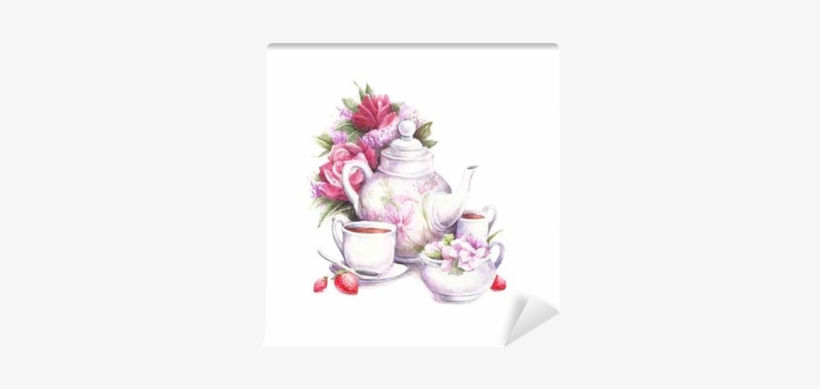 Watercolor Teapot Png - Teapoat Flowers, transparent png #116175