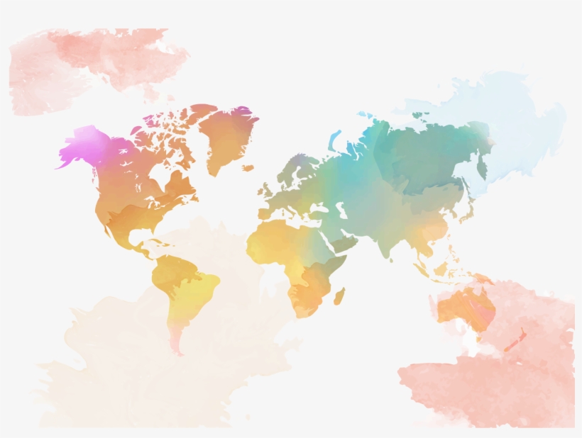Africa World Map Globe - Watercolor World Map Free Printable, transparent png #117074