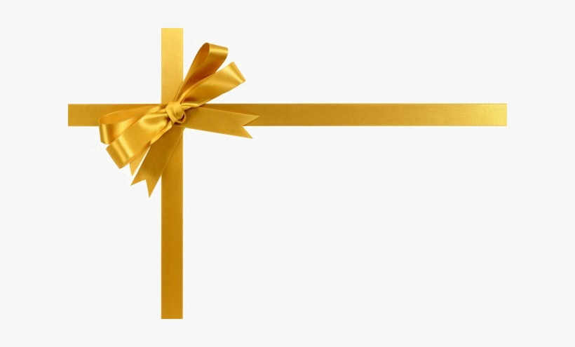 Golden Bow Ribbon Png Pic - Gold Ribbon, transparent png #117079