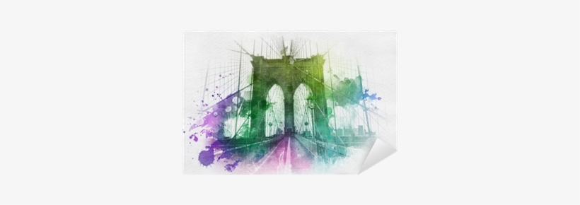 Blue, Yellow And Green Watercolor Paint Splattering - Pictureperfectinternational 'brooklyn Bridge' Graphic, transparent png #117153