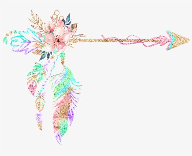 Feather Boho Bohemian Sticker Watercolor Bohofeathers - Arow Flower Png, transparent png #117599