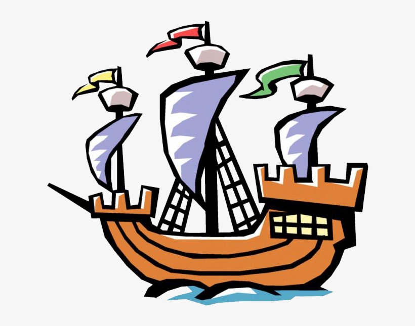 Sailing Ship Clipart Labor Day - Christopher Columbus Ship Cartoon, transparent png #117615