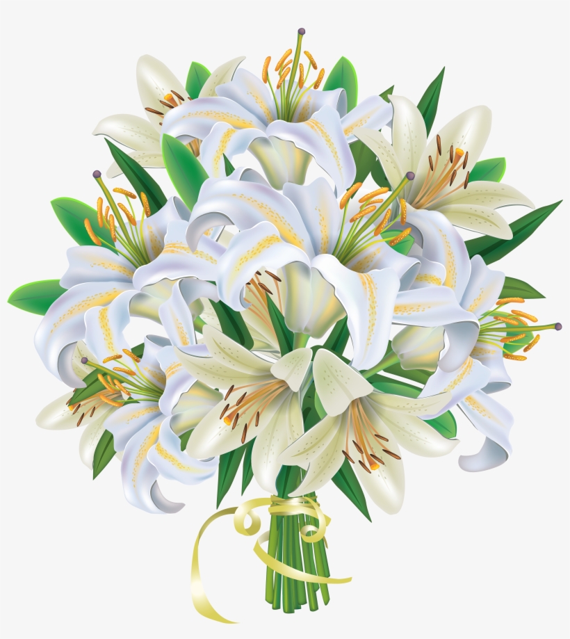 Lily Clipart Floral - White Flowers Bouquet Png, transparent png #117683