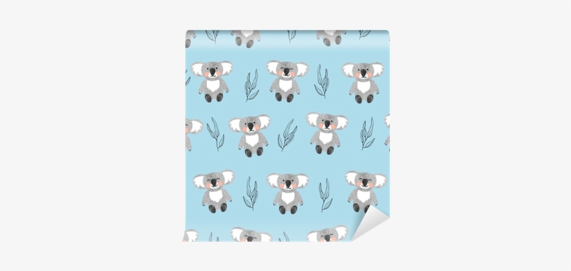 Seamless Pattern With Cute Watercolor Koala Bears On - Cute Koala Background, transparent png #117871
