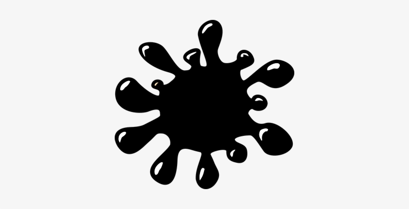 Splat Black Splatter Splash Ink Drip Drop - Black Splat Clipart, transparent png #118251