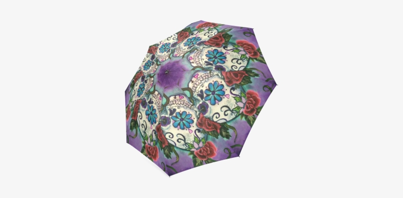 Interestprint Hipster Sugar Skull Flowers Foldable - Yochoice Easy Carrying Folding Umbrella, Pretty Purple, transparent png #118438