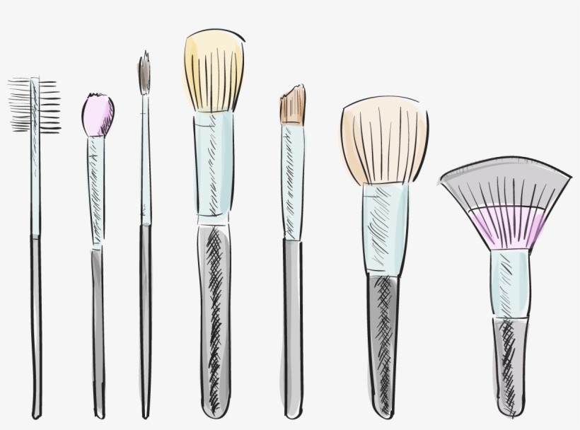 Clip Library Brushes Drawing At Getdrawings Com Free - Drawing Of Makeup Brushes, transparent png #118956