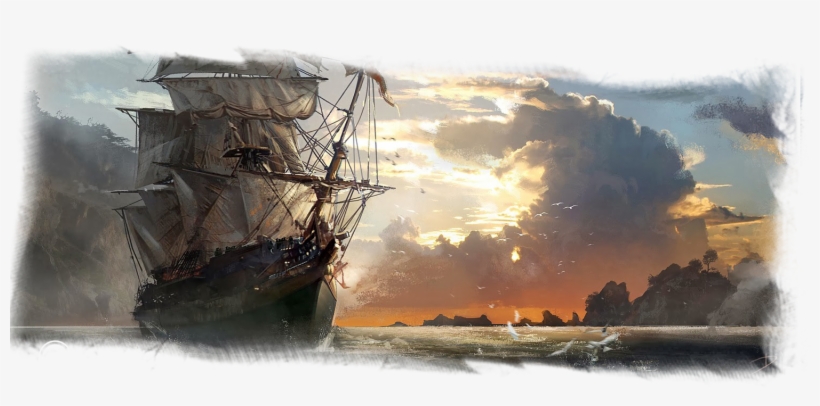 Approaching The Docks, Kline Looks At All The Ships - Pirate Ship Concept Art, transparent png #119085