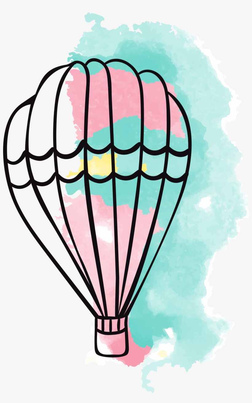 Banner Balloons Clipart Airplane - Hot Air Balloon Watercolor Painting, transparent png #119207