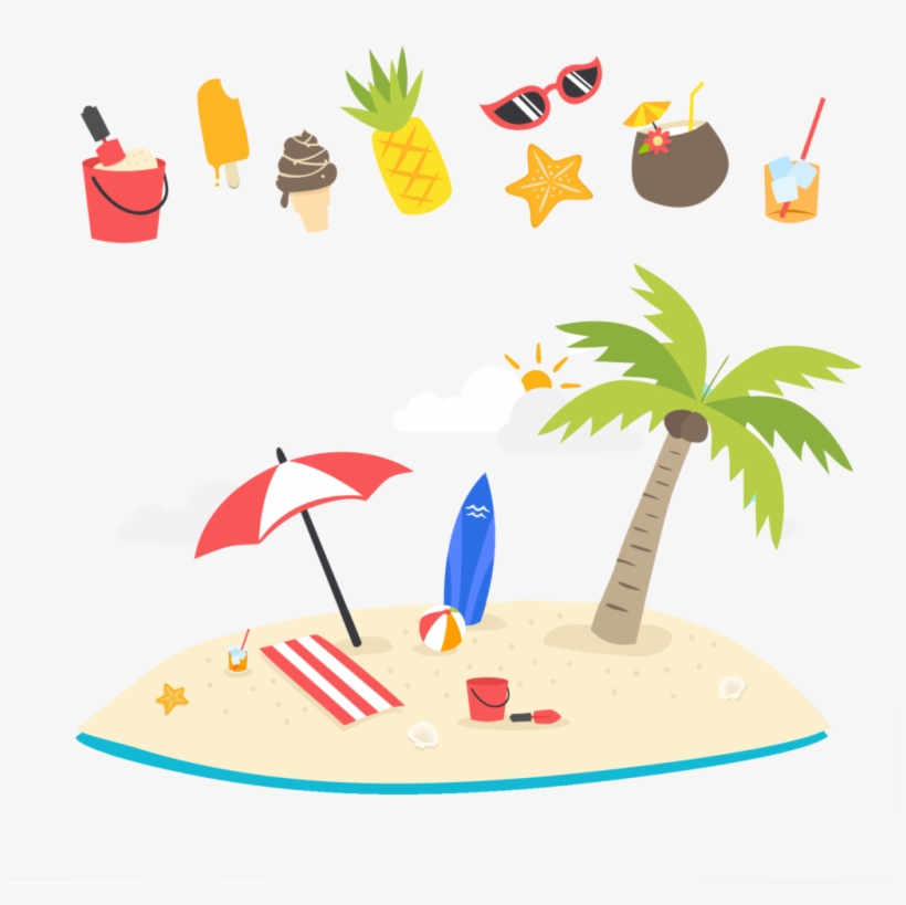 Summer Beach Tree Png Image - Beach Cartoon Png, transparent png #119683