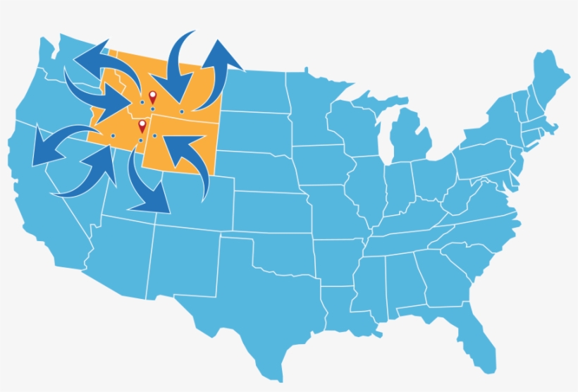 Map With Interwest Locations - Usa Map And Oregon, transparent png #119996