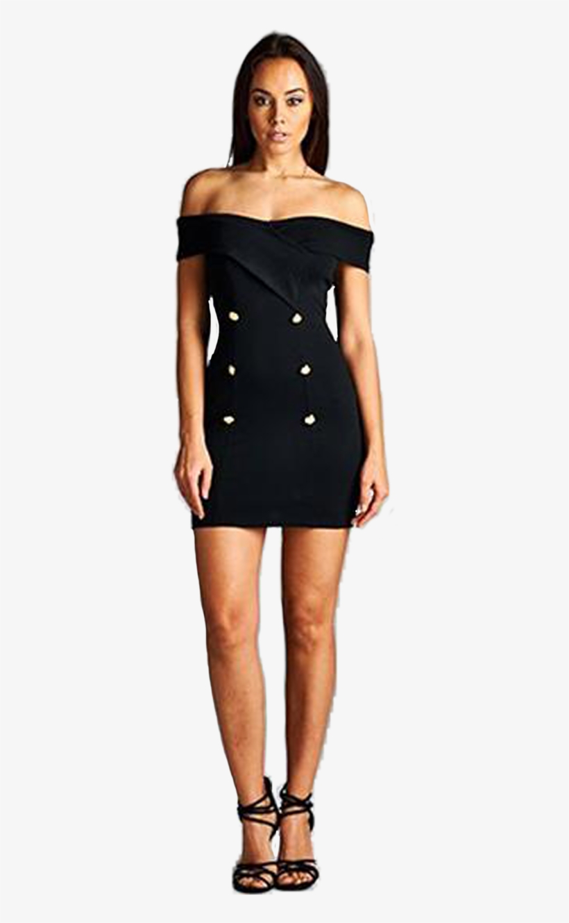 Black Dress Mini Shoulderless - Dress, transparent png #1100520