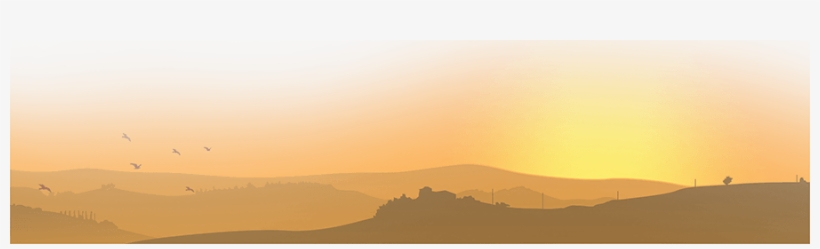 A Picture Of A Sunset Behind Rolling Hills With Birds - Transparent Background Hills Png, transparent png #1100651