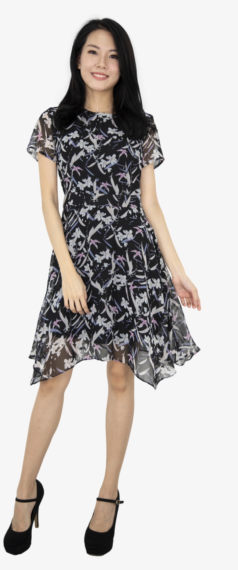 Linda Chiffon Fit And Flare Dress - Dress, transparent png #1100784