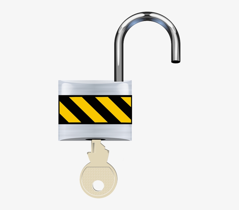 Open, Padlock, Lock, Security, Unsafe, Unlock, Key - Open Lock With Key Png, transparent png #1101004