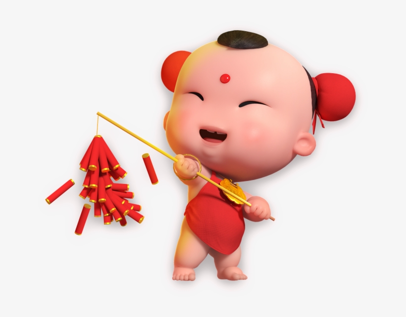 Cartoon Fuwa Put Firecracker Ornamental - Chinese New Year, transparent png #1102147