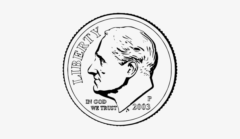 Dime Transparent Png - Dime Black And White Clip Art, transparent png #1102629