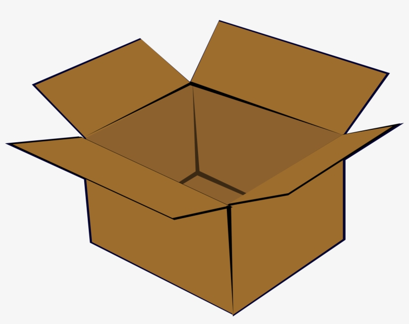 Black, Box, Outline, Open, Card, White, Cartoon, Empty - Cardboard Box, transparent png #1102882