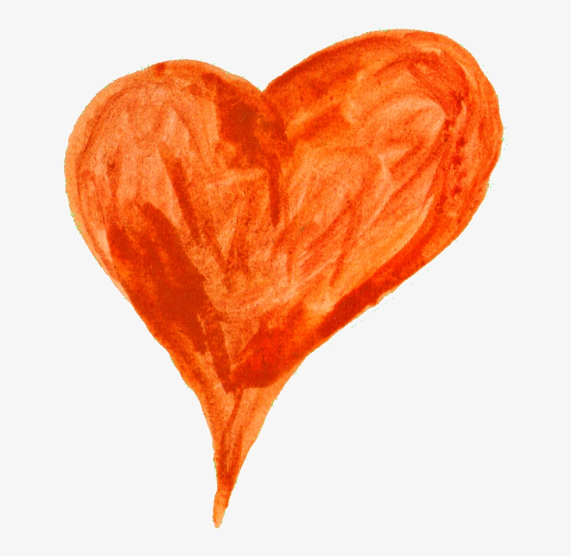 Holding On Tight To His Hand, She Went To The Gazebo's - Orange Watercolor Heart, transparent png #1102976