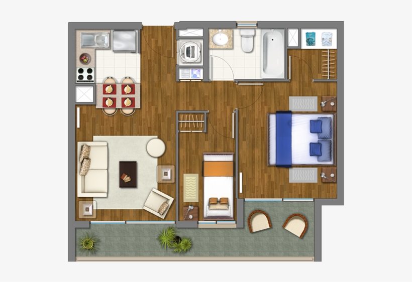 2 Dormitorios 1 Bano S - Floor Plan, transparent png #1104548