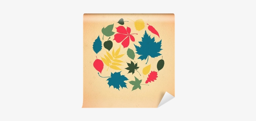 Paper Autumn Leaves Background In Retro Colors - Paper, transparent png #1104955