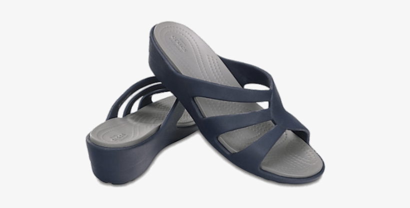 Crocs Blue Wedges - Crocs Sanrah Strappy Wedge 204010 Ladies Slip, transparent png #1105006
