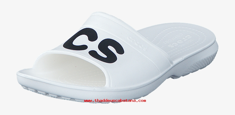Crocs Men Classic Graphic Slide White/black Men-wfv7t - Crocs In Übergröße Classic Graphic Slide - White Black, transparent png #1105158