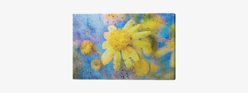 Messy Watercolor Splashes And Bright Yellow Flower - Watercolor Painting, transparent png #1105927