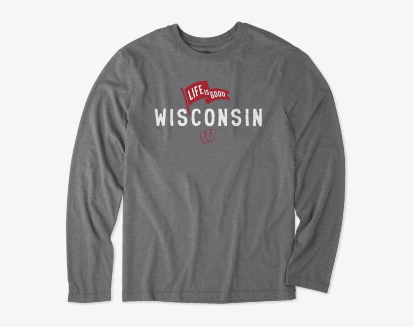 Men's Wisconsin Pennant Long Sleeve Cool Tee - T-shirt, transparent png #1105975