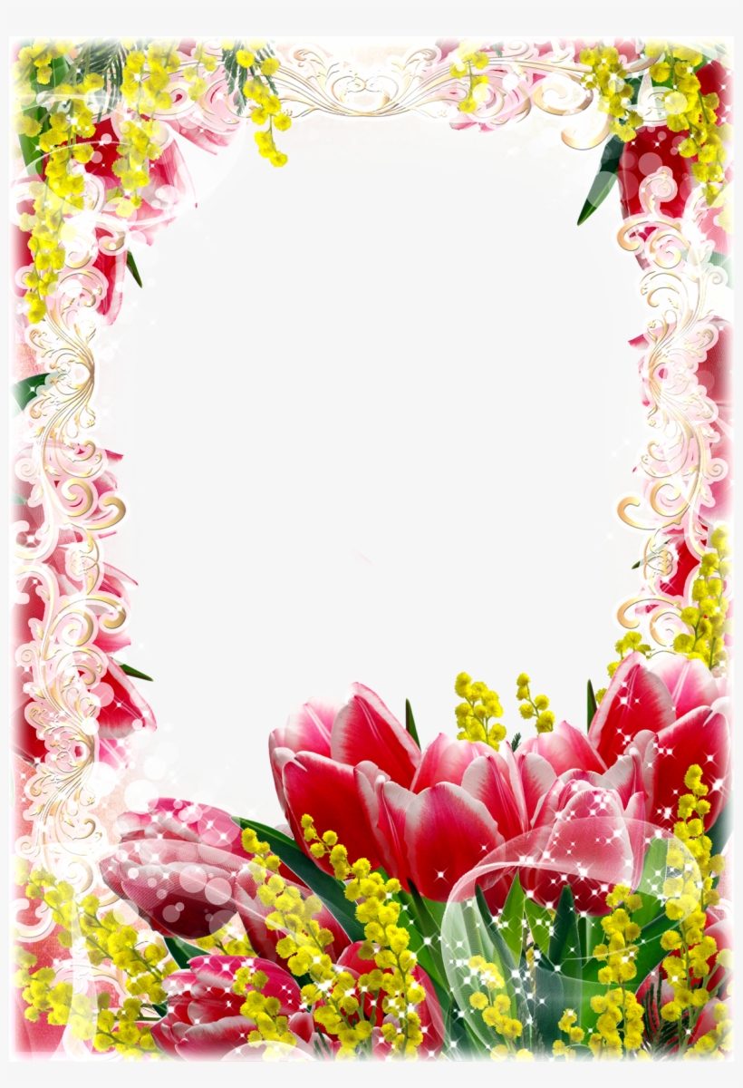 Red Yellow Flower Frame Png - Flowers Frames Png Hd, transparent png #1106418