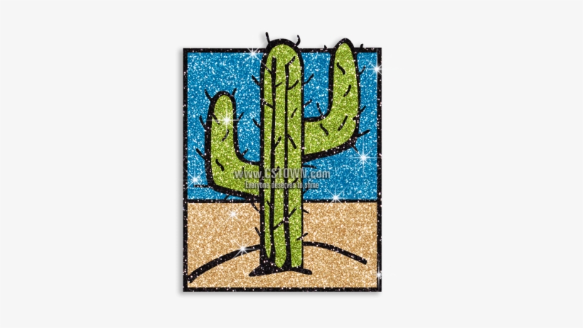 Cute Cactus Under The Blue Sky Customized Glitter Popular - Floral Design, transparent png #1107108