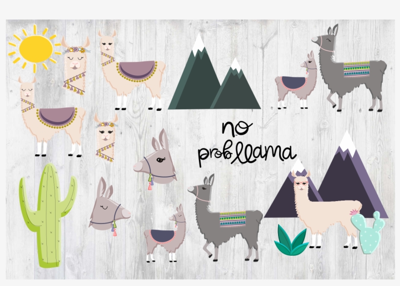 Llama Clipart Png Baby Nursery Art No Prob Llama Cactus - Illustration, transparent png #1107350