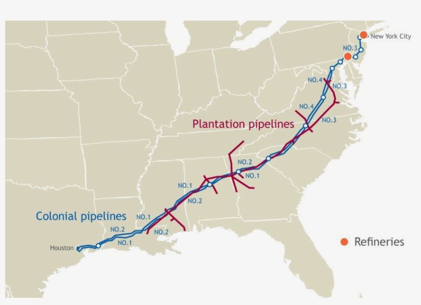 Colonial And Plantation Pipeline Map, transparent png #1108434