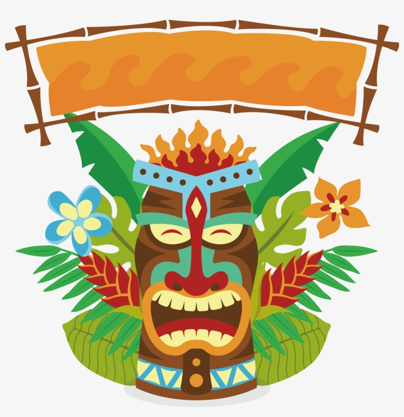 Easy Vector Tiki Banner Freeuse Stock - Hawaiian Theme, transparent png #1108984