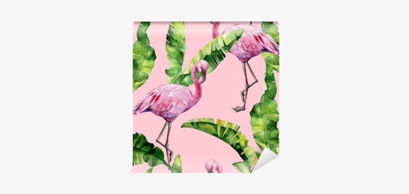 Banana Palm Leaves Seamless Watercolor Illustration - Dense Jungle Round Mouse Pad Customized Non Slip Rubber, transparent png #1110733