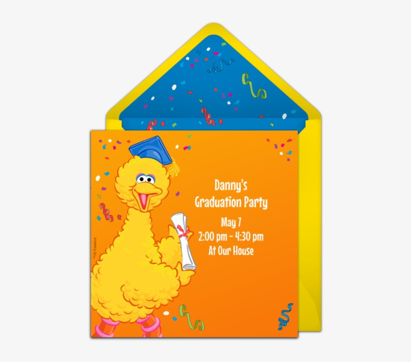 Big Bird Graduation Online Invitation - Sesame Street, transparent png #1111134