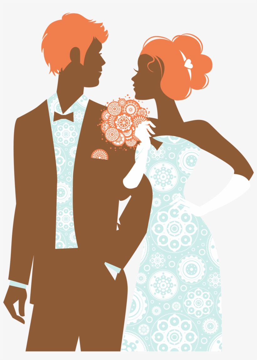 Wedding Invitation Hand Drawn Silhouette Bride And - Marriage Ceremony Drawing, transparent png #1111982