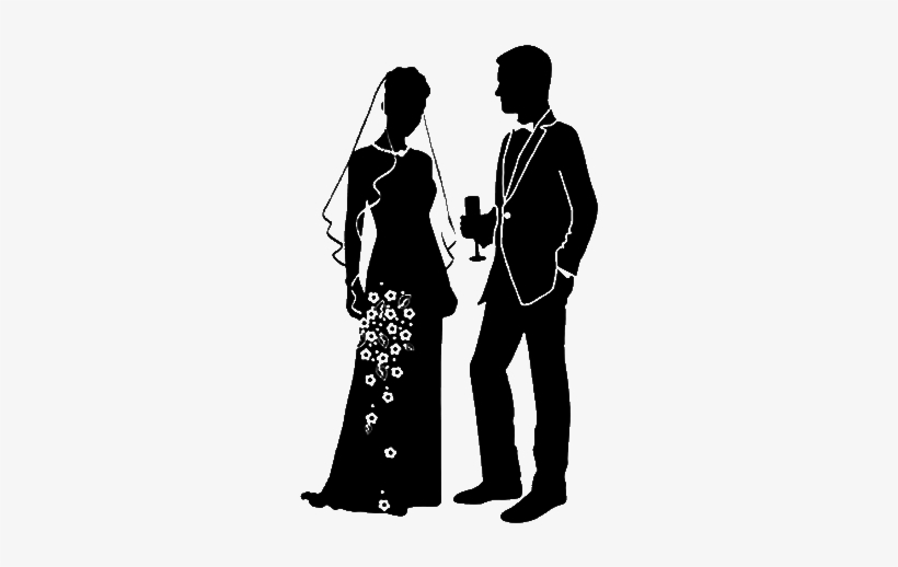 Bride And Groom Silhouettes - Трафарет Жениха И Невесты, transparent png #1112046