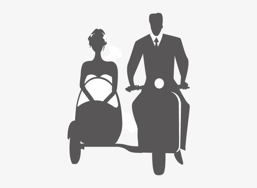 Wedding Invitation Marriage Illustration - Vespa Wedding Cartoon Png, transparent png #1112113