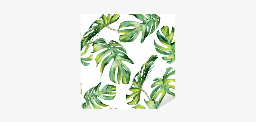 Seamless Watercolor Illustration Of Tropical Leaves, - Tropical Leaves Watercolor Free, transparent png #1112252